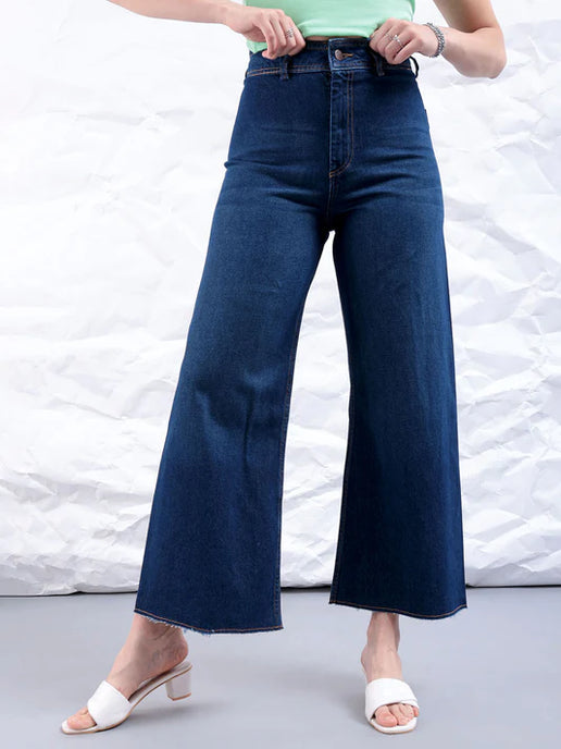 SGW-Ultra Wide Leg No Front Pocket Dark Wash
