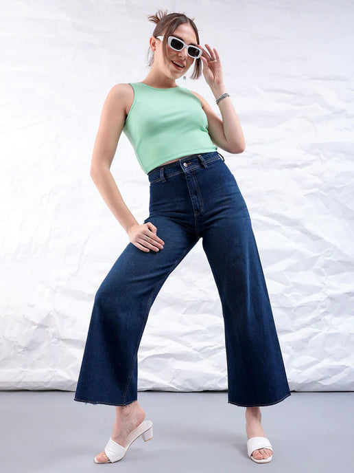 SGW-Ultra Wide Leg No Front Pocket Dark Wash