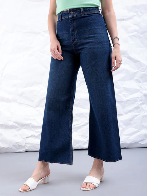 SGW-Ultra Wide Leg No Front Pocket Dark Wash
