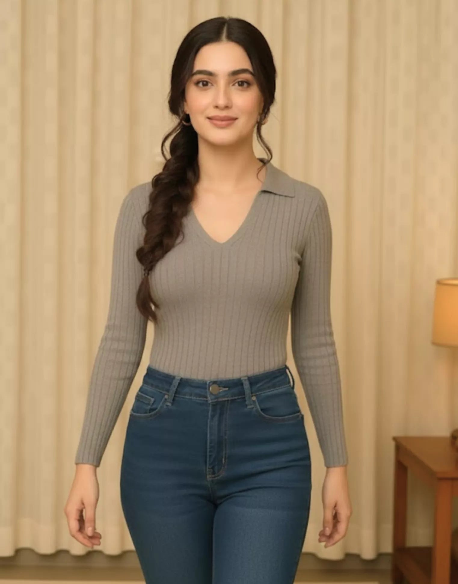 SWG Thermal Rib Knit Polo - Charcoal Grey