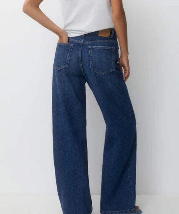 SGW - Mid Blue Retro Wash High Waist Wide Leg Jeans