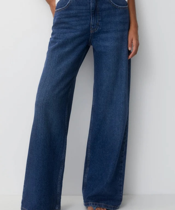 SGW - Mid Blue Retro Wash High Waist Wide Leg Jeans