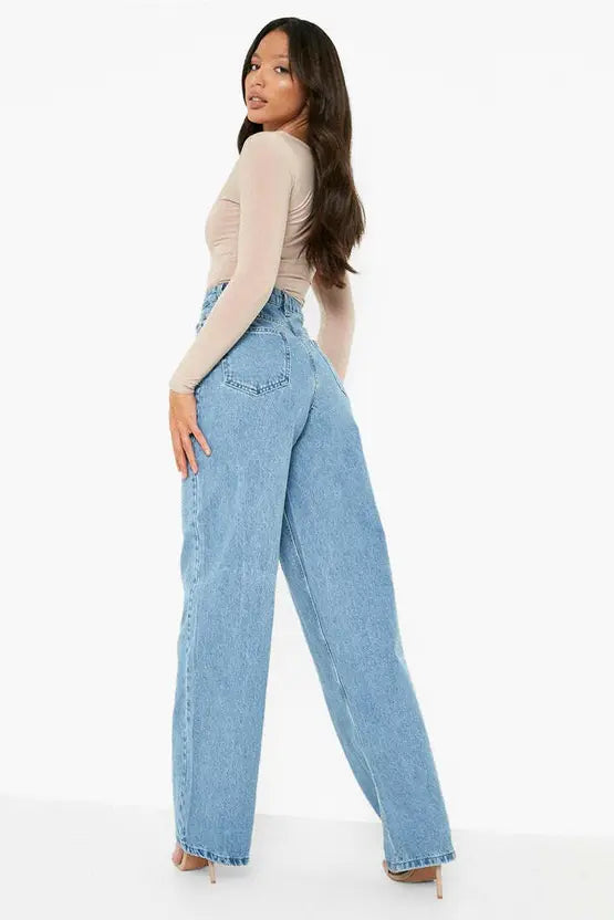 SGW - Light Blue High Waist Wide Leg Jeans - SelectGraceWear