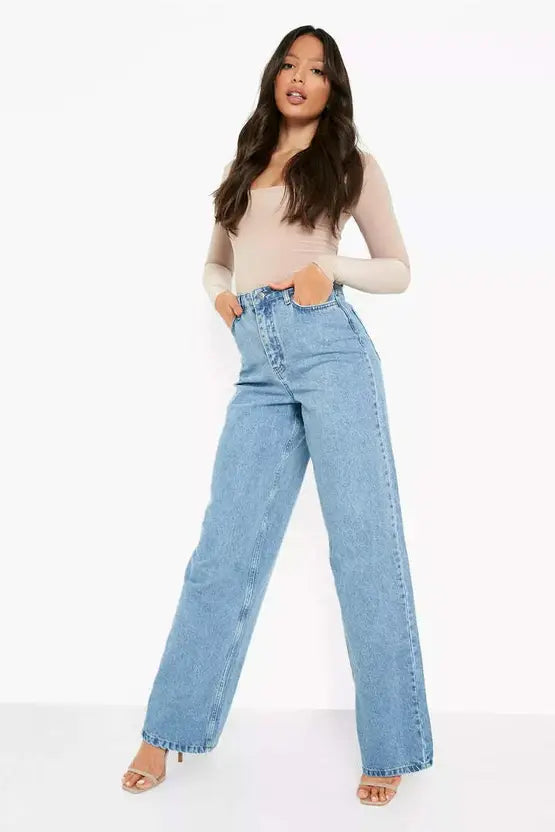 SGW - Light Blue High Waist Wide Leg Jeans - SelectGraceWear