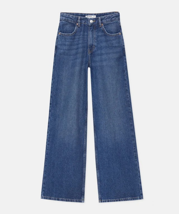 SGW - Mid Blue Retro Wash High Waist Wide Leg Jeans