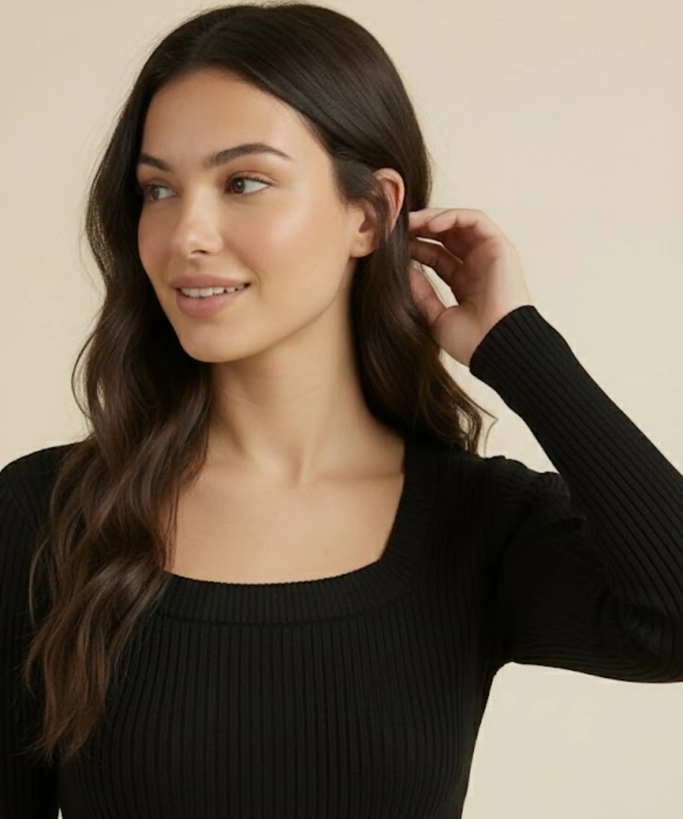 SGW Square Neck Ribbed Top – Full Sleeves - SelectGraceWear