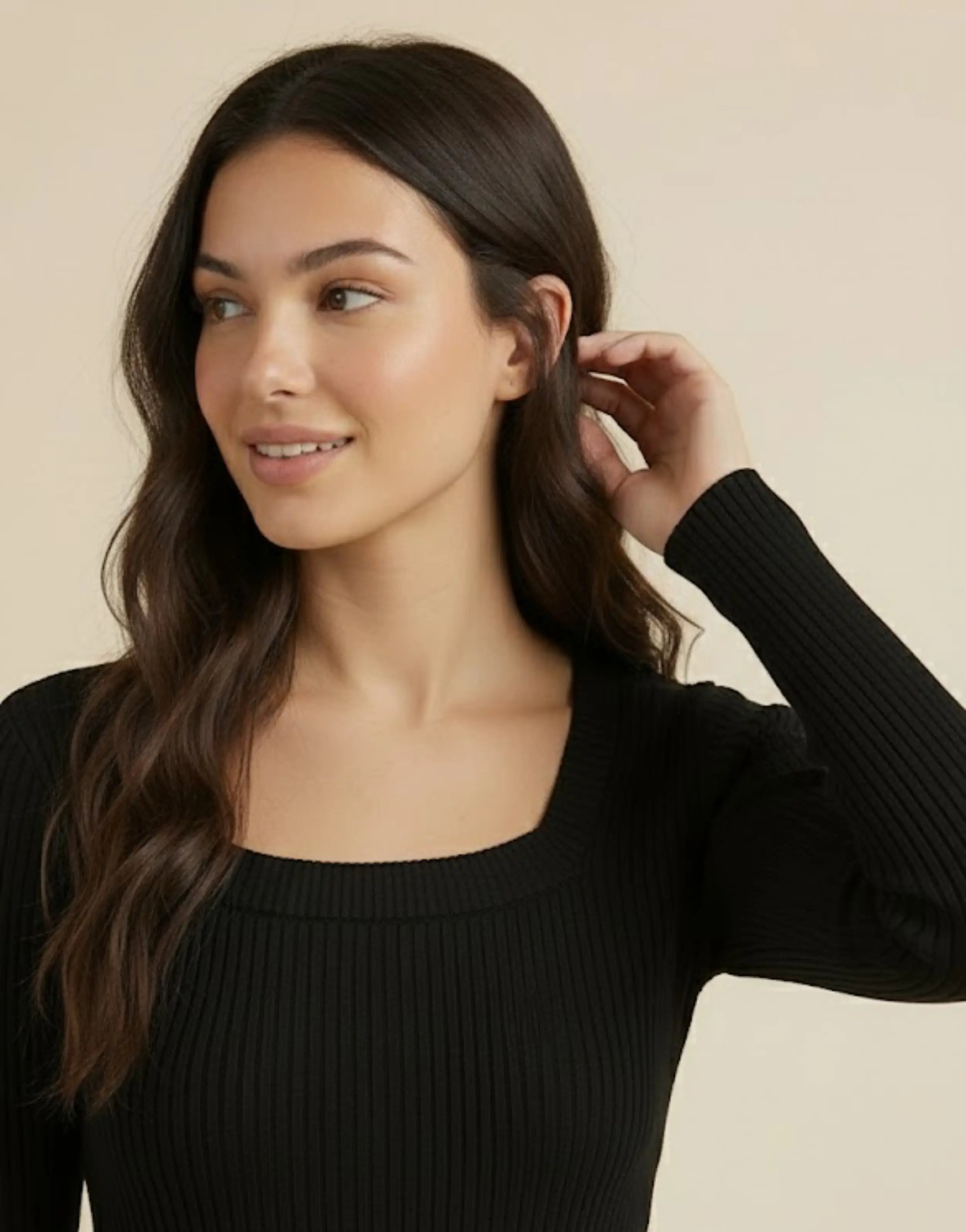 SGW Square Neck Ribbed Top – Full Sleeves - SelectGraceWear