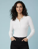 SGW White V-Neck Knit Shirt Half Button - Full Sleeves