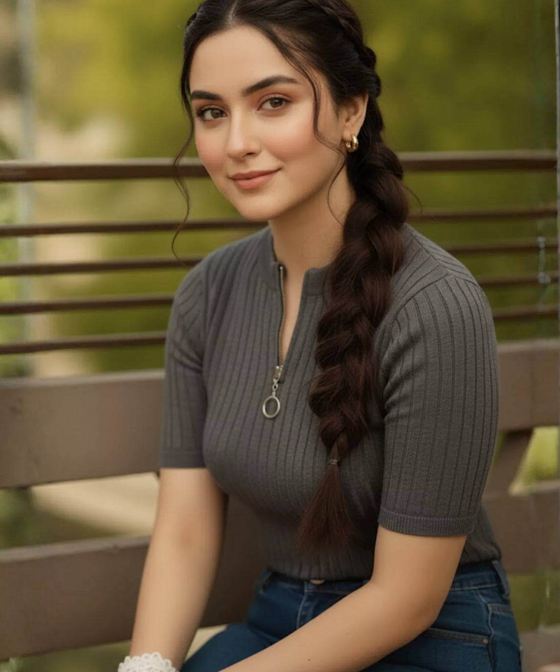 SGW Steel Grey Mock Zipper Knit Tee - Half Sleeves