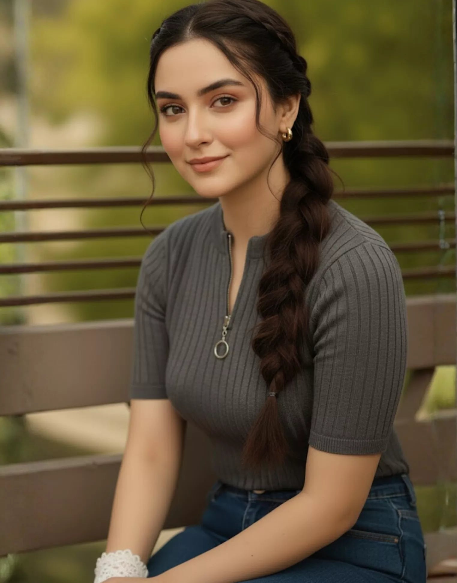 SGW Steel Grey Mock Zipper Knit Tee - Half Sleeves