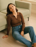 SGW Dark Brown V-Neck Knit Shirt Full Button - Full Sleeves