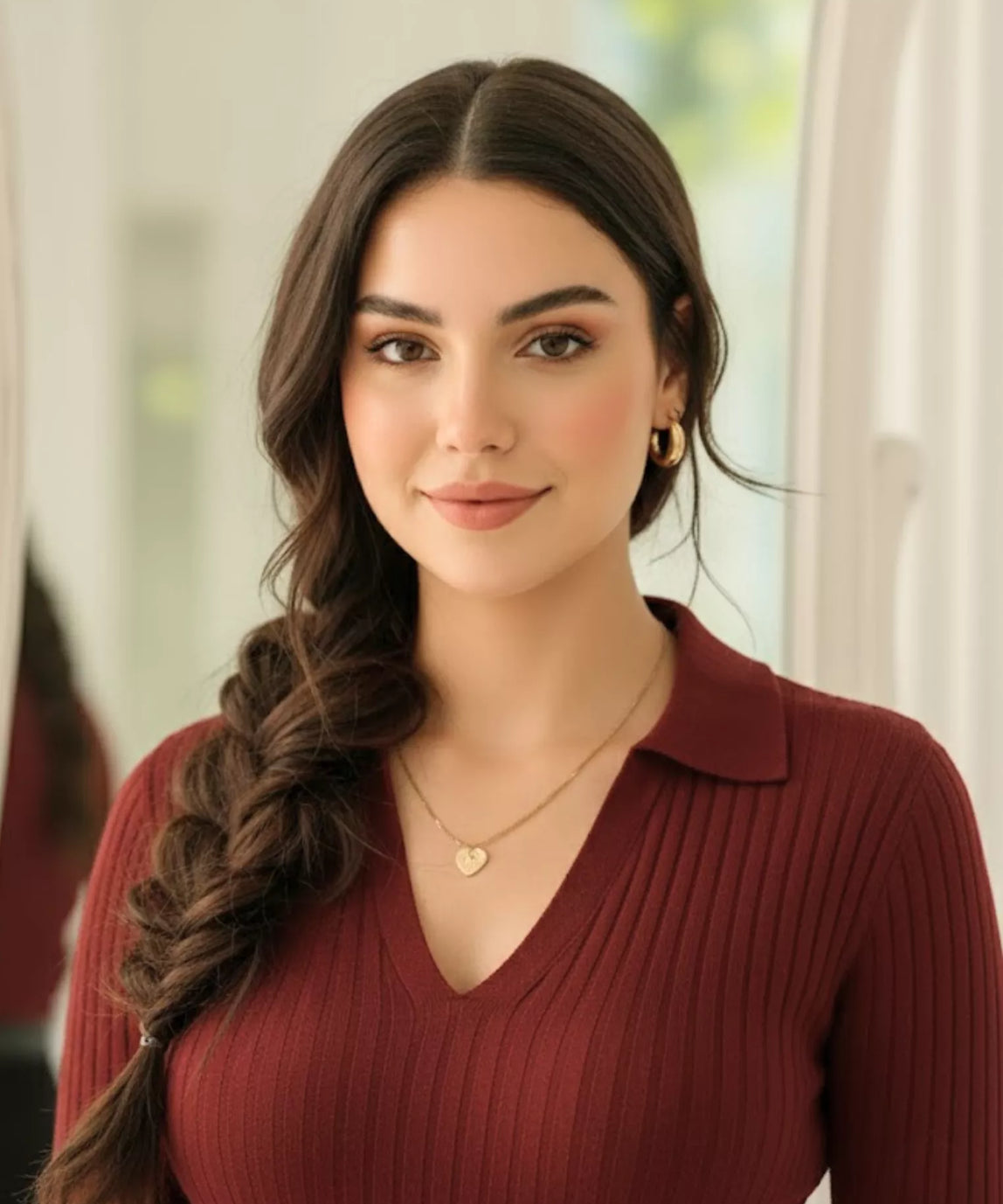 SWG Maroon Ribbed Knit Polo – Full Sleeves