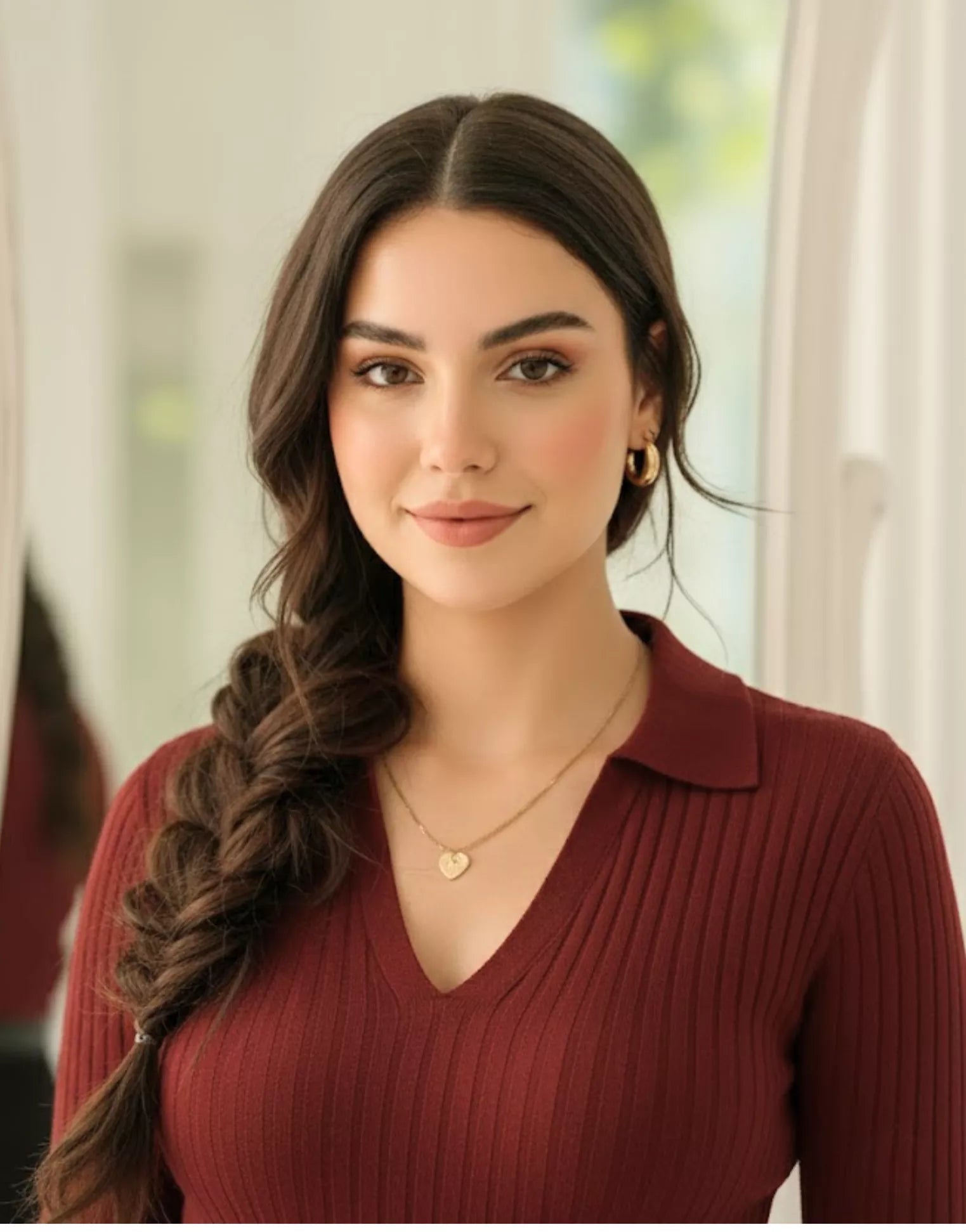 SWG Maroon Ribbed Knit Polo – Full Sleeves