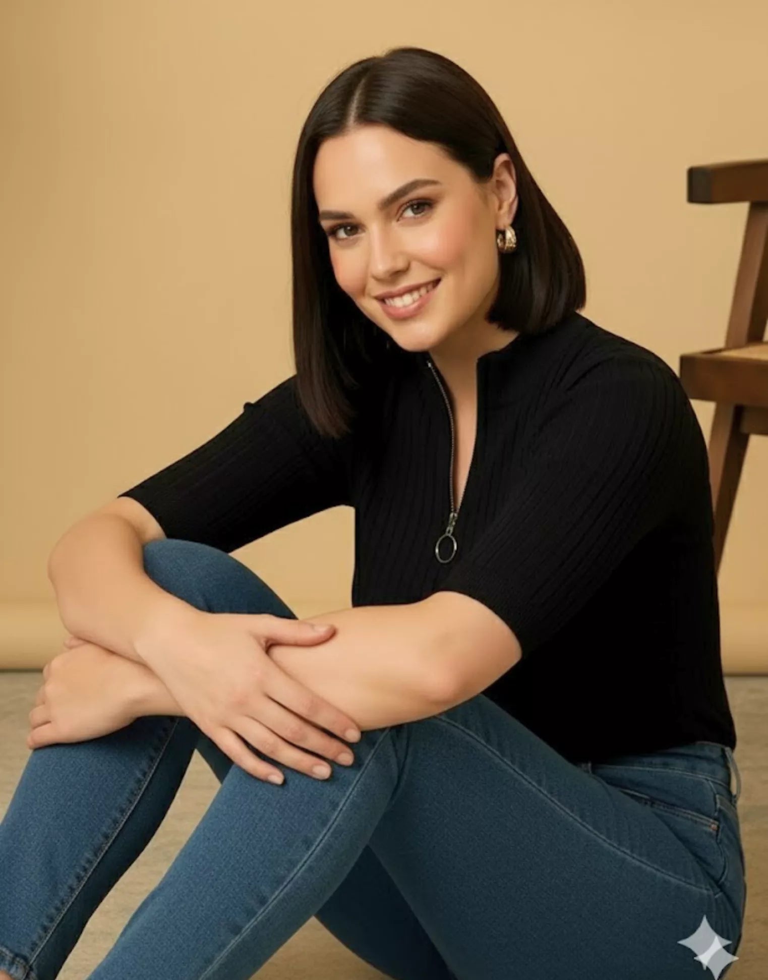 SGW Black Mock Zip Knit Tee - Half  Sleeves