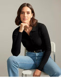 SGW Black V Neck Knit Shirt - Half Button