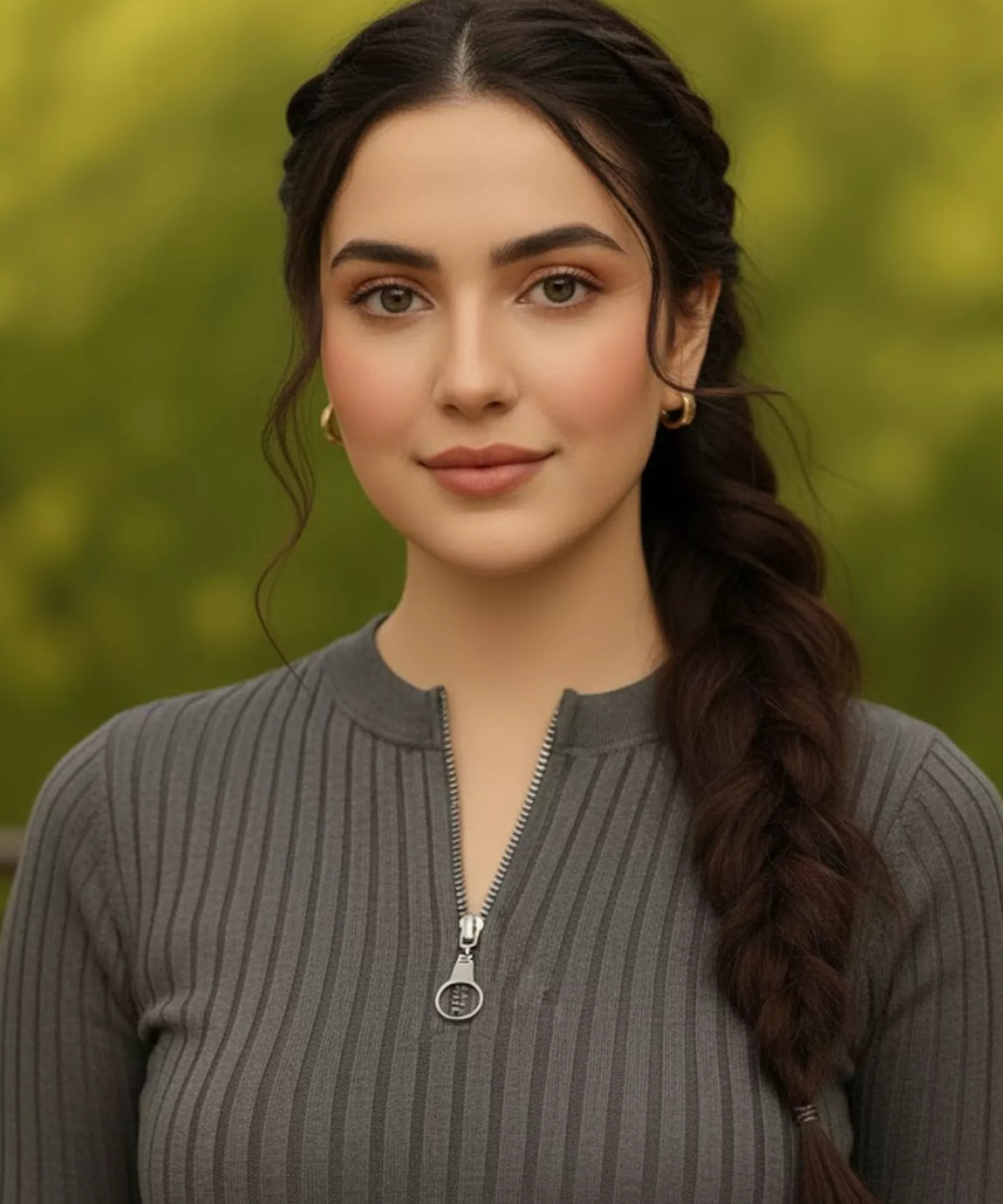 SGW Steel Grey Mock Zipper Knit Tee - Half Sleeves