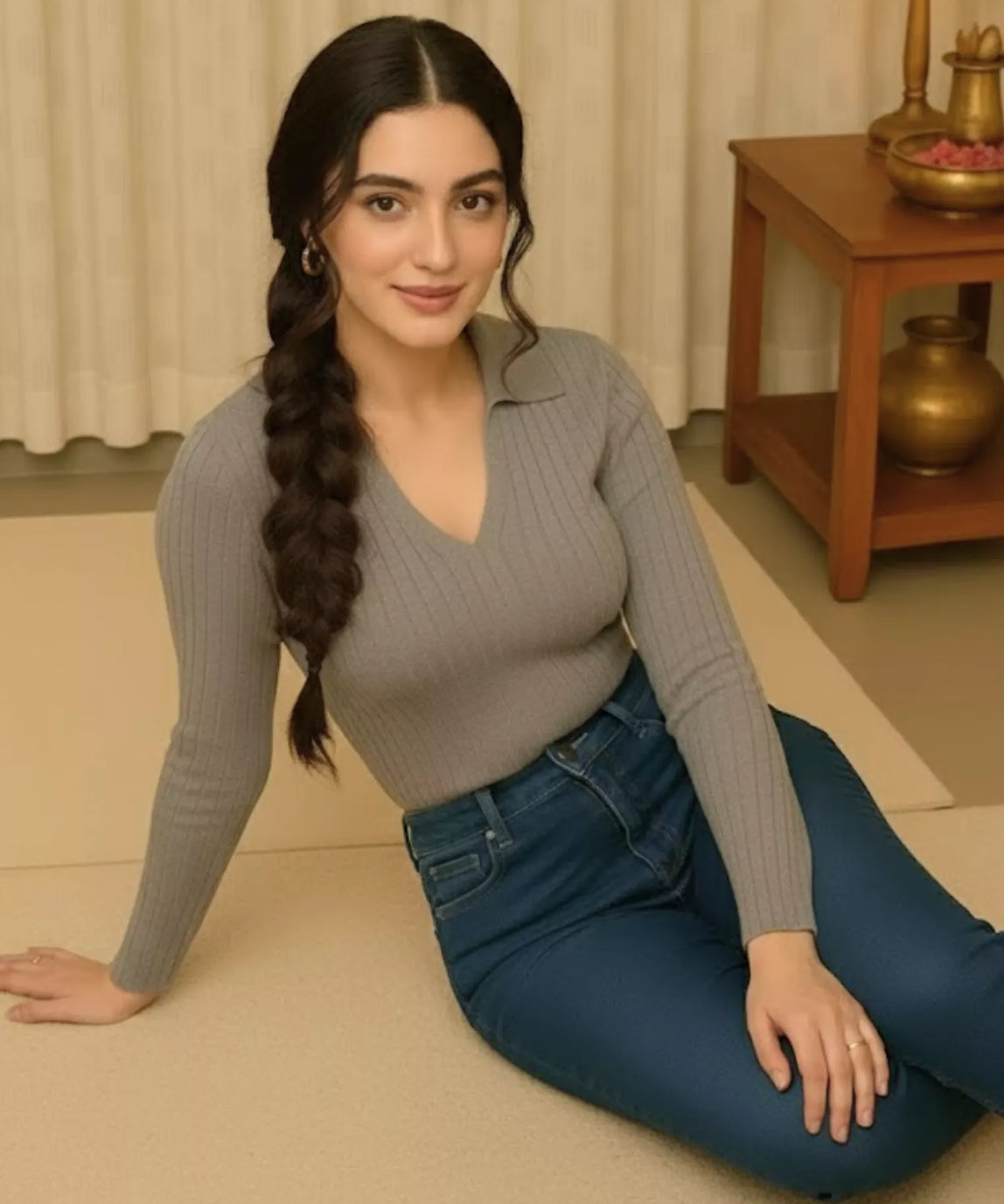 SWG Thermal Rib Knit Polo - Charcoal Grey