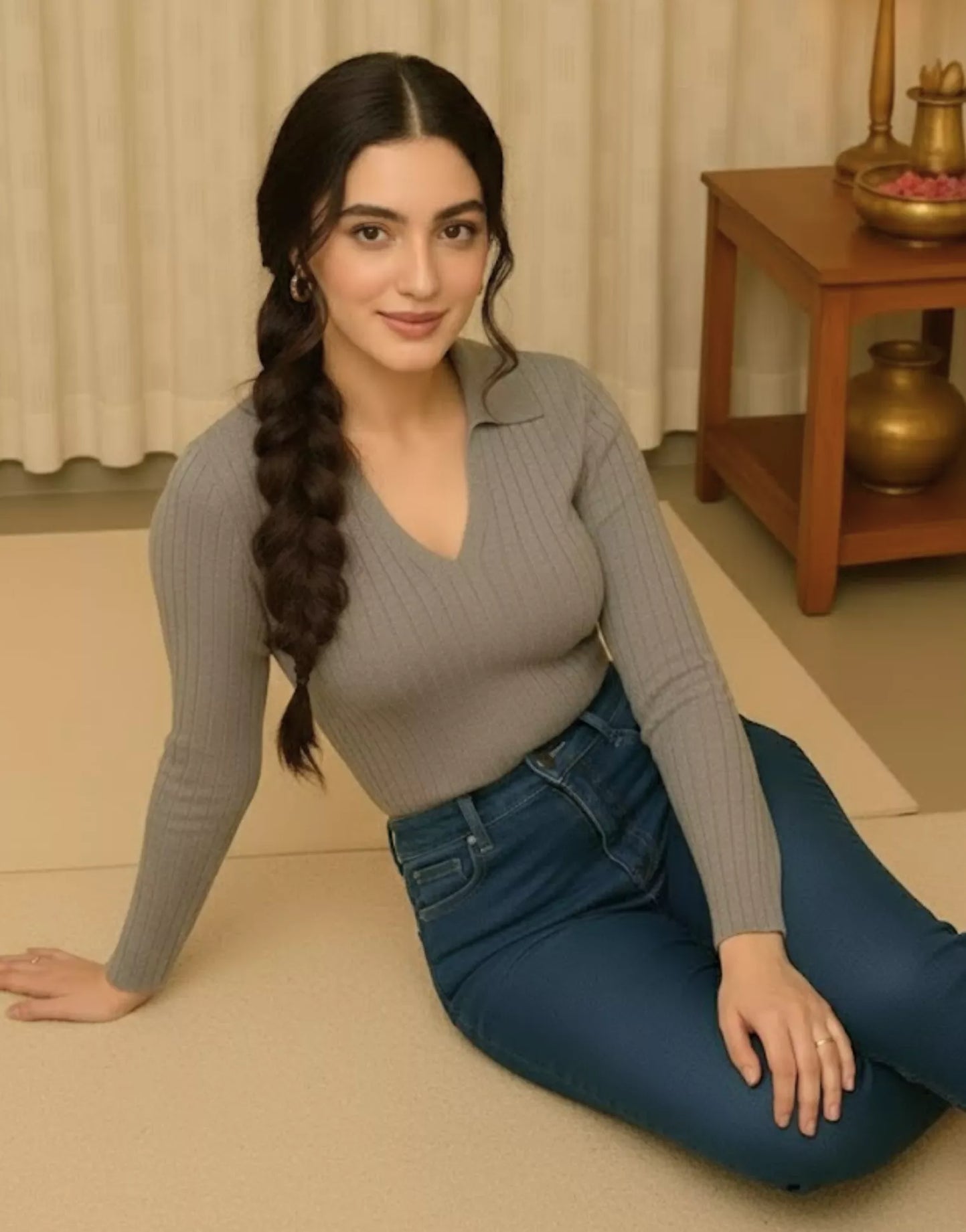 SWG Thermal Rib Knit Polo - Charcoal Grey