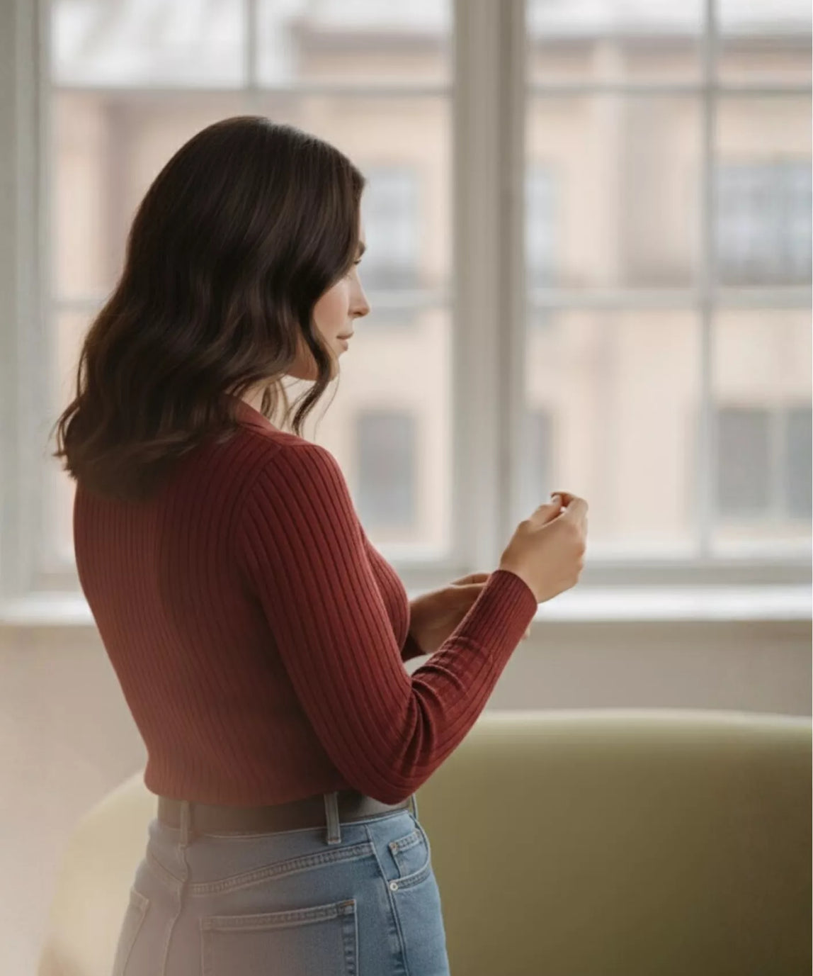 SGW Maroon V-Neck Knit Shirt Full Button - Full Sleeves