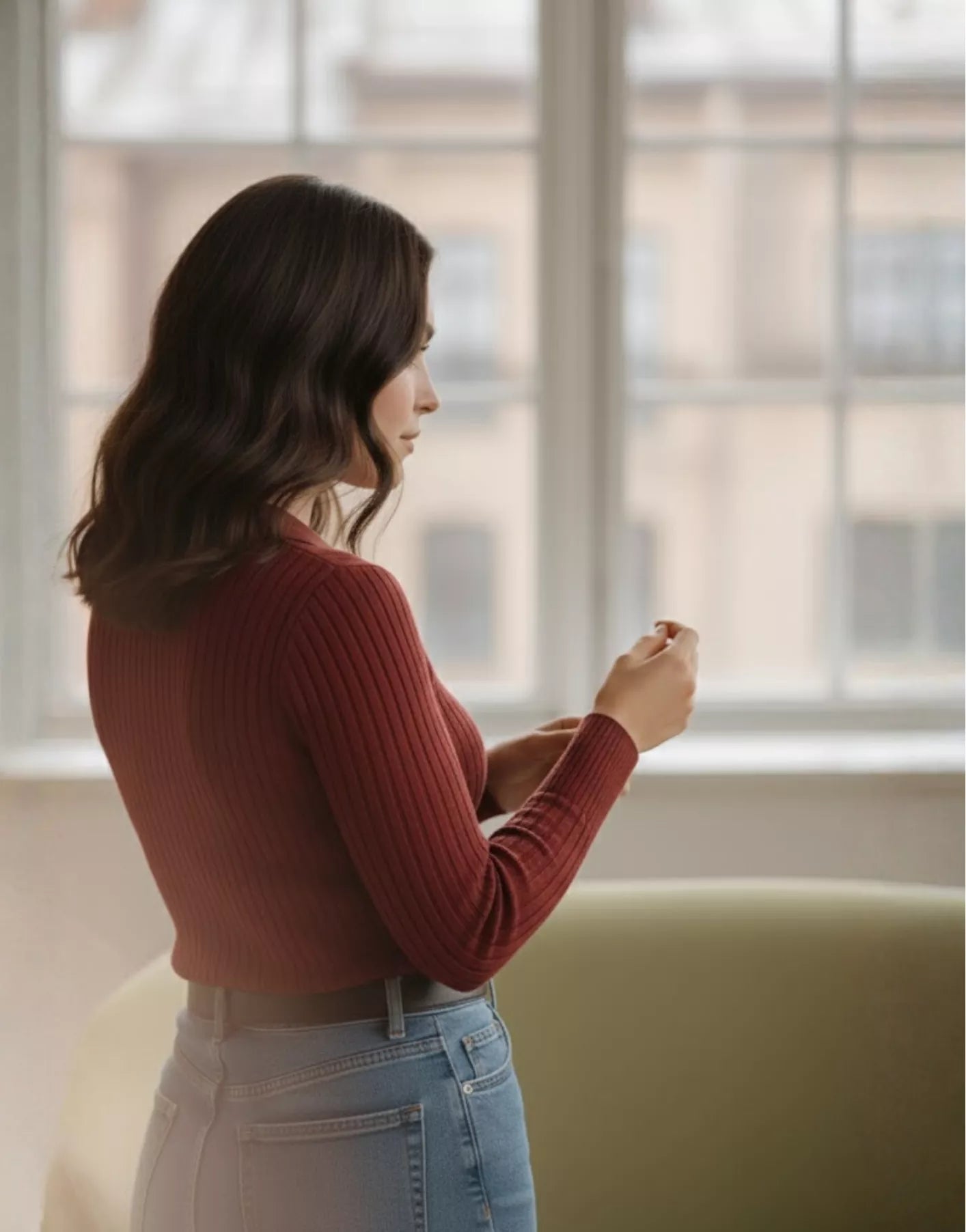 SGW Maroon V-Neck Knit Shirt Full Button - Full Sleeves