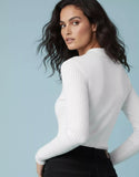 SGW White V-Neck Knit Shirt Half Button - Full Sleeves