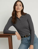 SGW Steel Grey V-Neck Knit Shirt Half Button - Full Sleeves