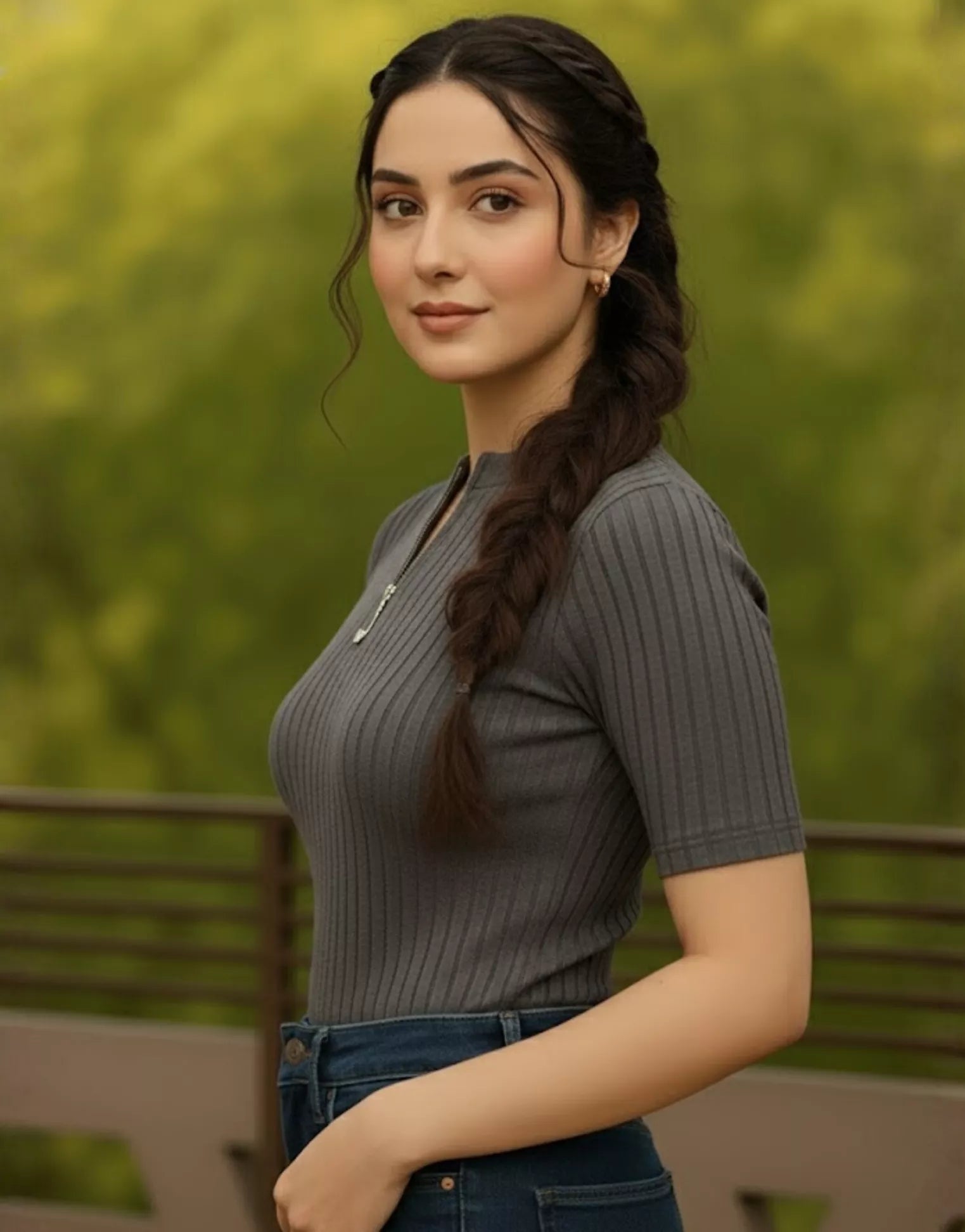 SGW Steel Grey Mock Zipper Knit Tee - Half Sleeves