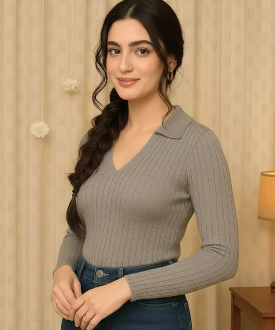 SWG Thermal Rib Knit Polo - Charcoal Grey