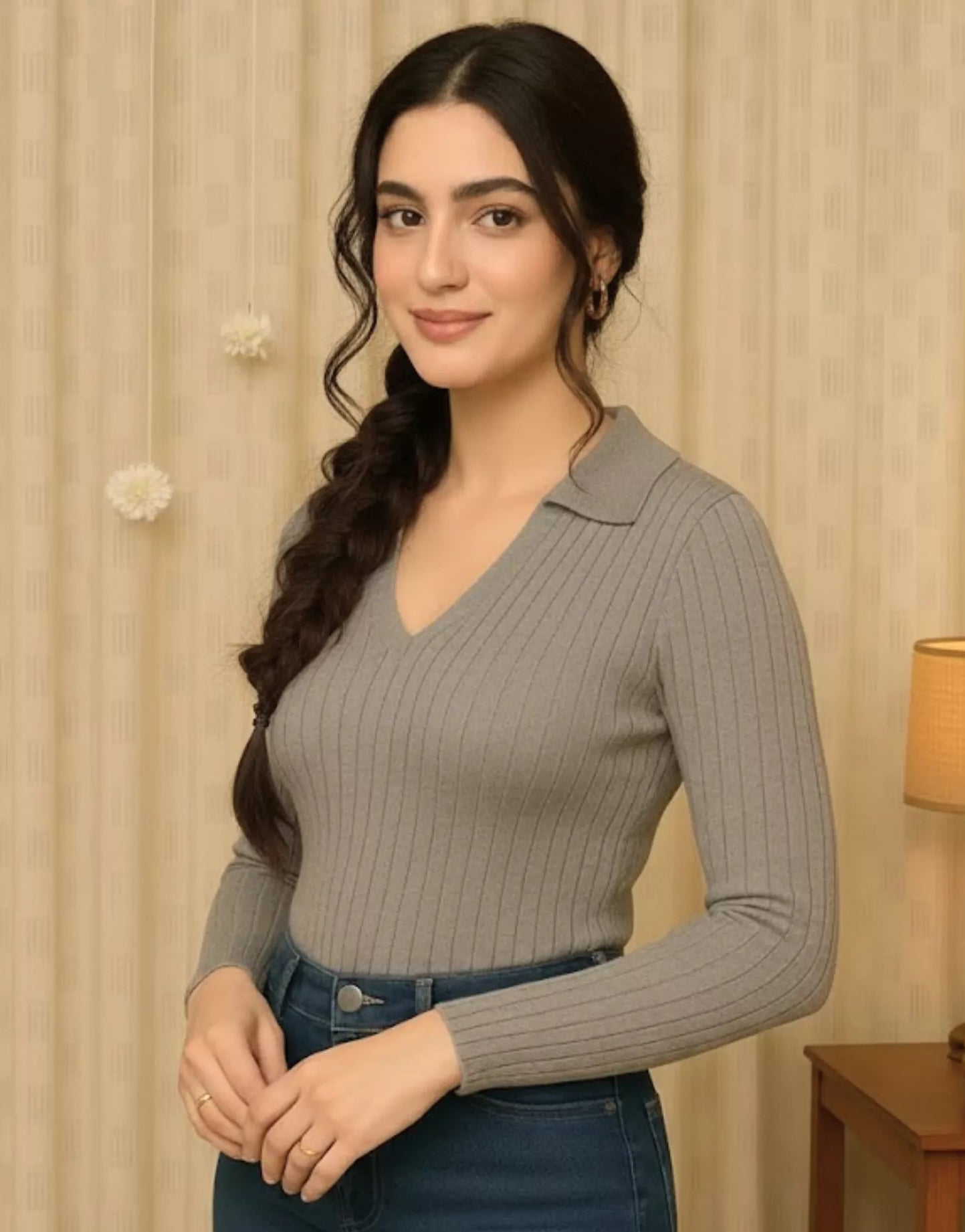 SWG Thermal Rib Knit Polo - Charcoal Grey