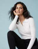 SGW White V-Neck Knit Shirt Half Button - Full Sleeves