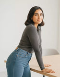 SGW Grey V Neck Knit Shirt Full Button - Full Sleeves