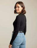 SGW Black V Neck Knit Shirt - Half Button