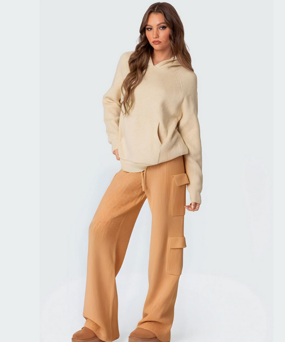 SGW - Beige Double Pocket Wide Leg Cargo Trouser