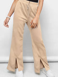 SGW - Beige Split Flare High Waisted Cargo Sweatpants