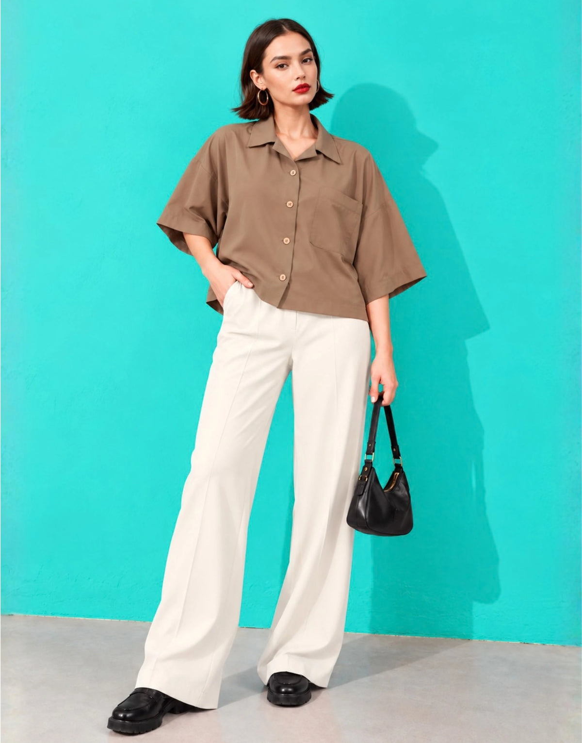 SGW Beige Women's Drop-Shoulder Shirt