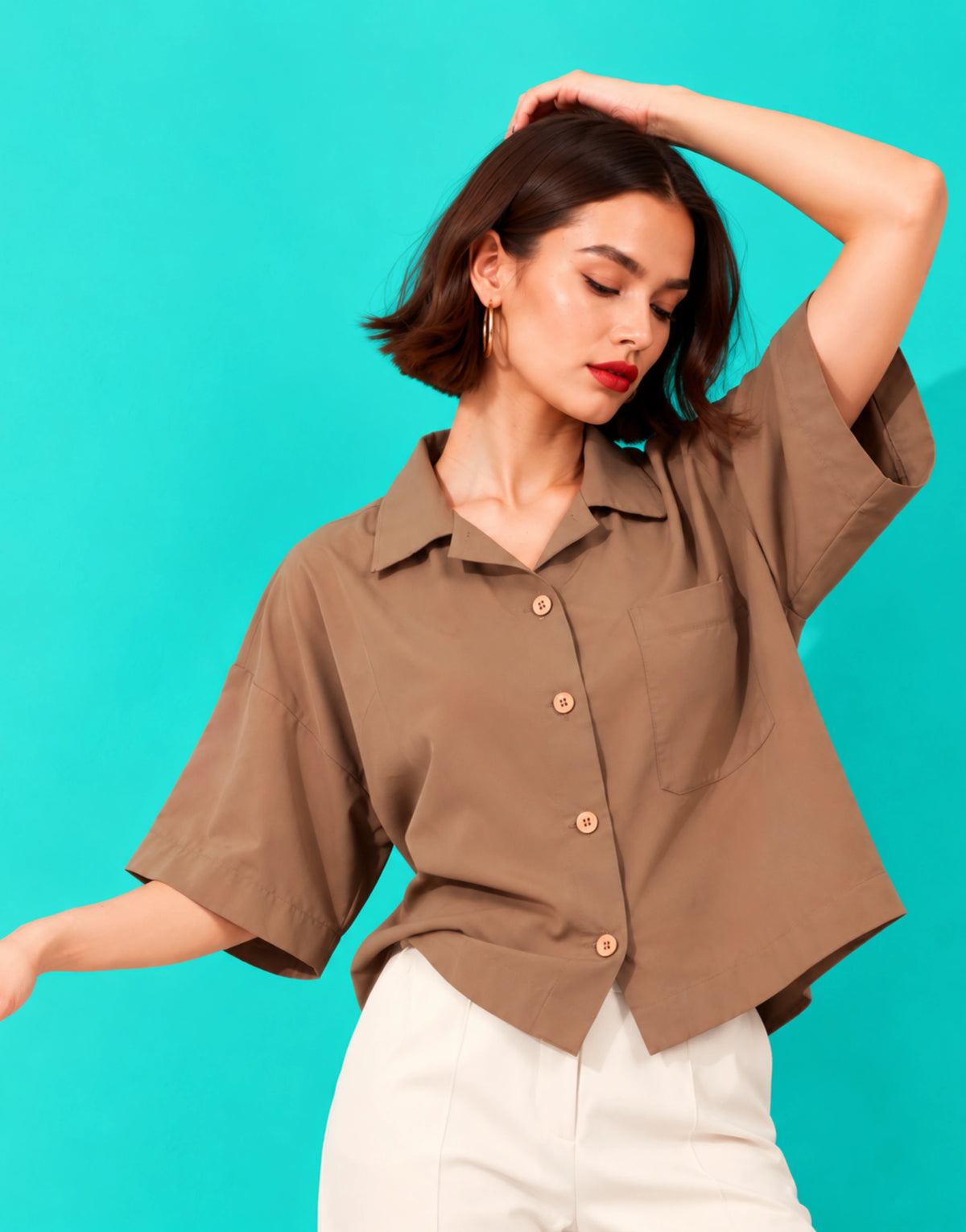 SGW Beige Women's Drop-Shoulder Shirt