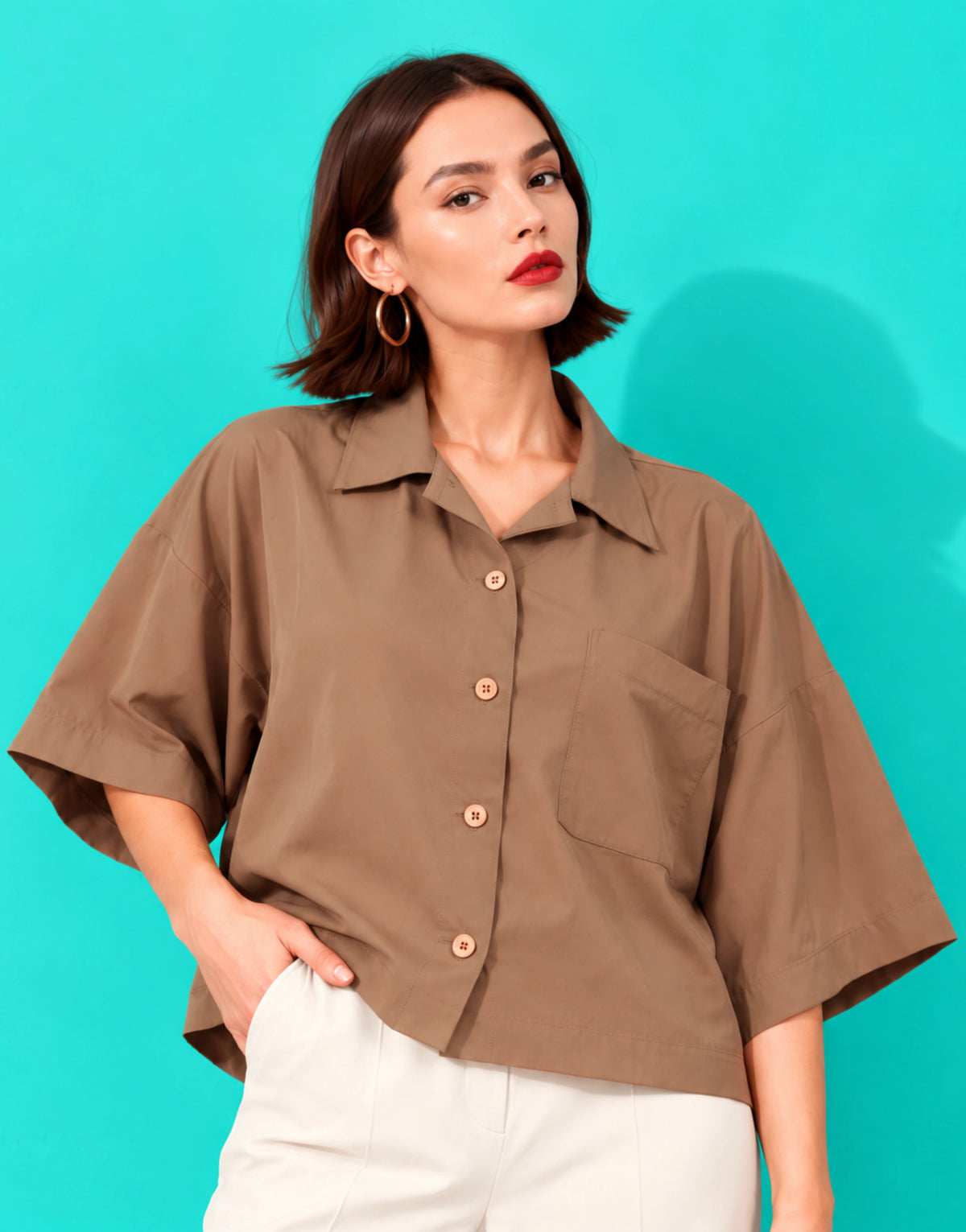 SGW Beige Women's Drop-Shoulder Shirt
