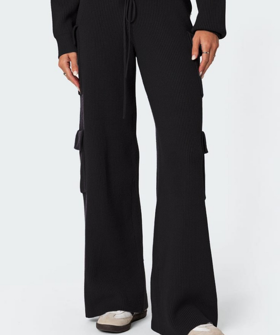 SGW - Black Double Pocket Wide Leg Cargo Trouser
