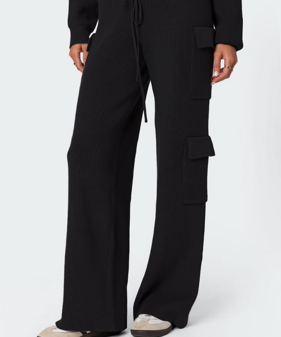 SGW - Black Double Pocket Wide Leg Cargo Trouser