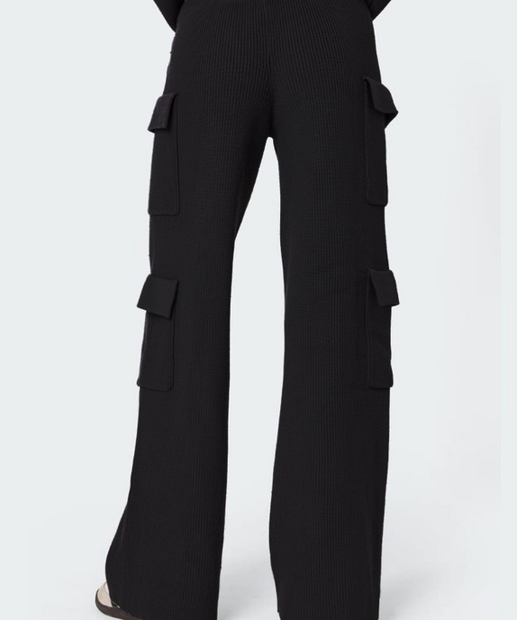 SGW - Black Double Pocket Wide Leg Cargo Trouser