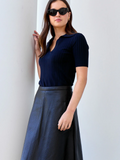 SGW Navy Blue Ribbed Polo - Half Sleeves (Summer-Friendly)