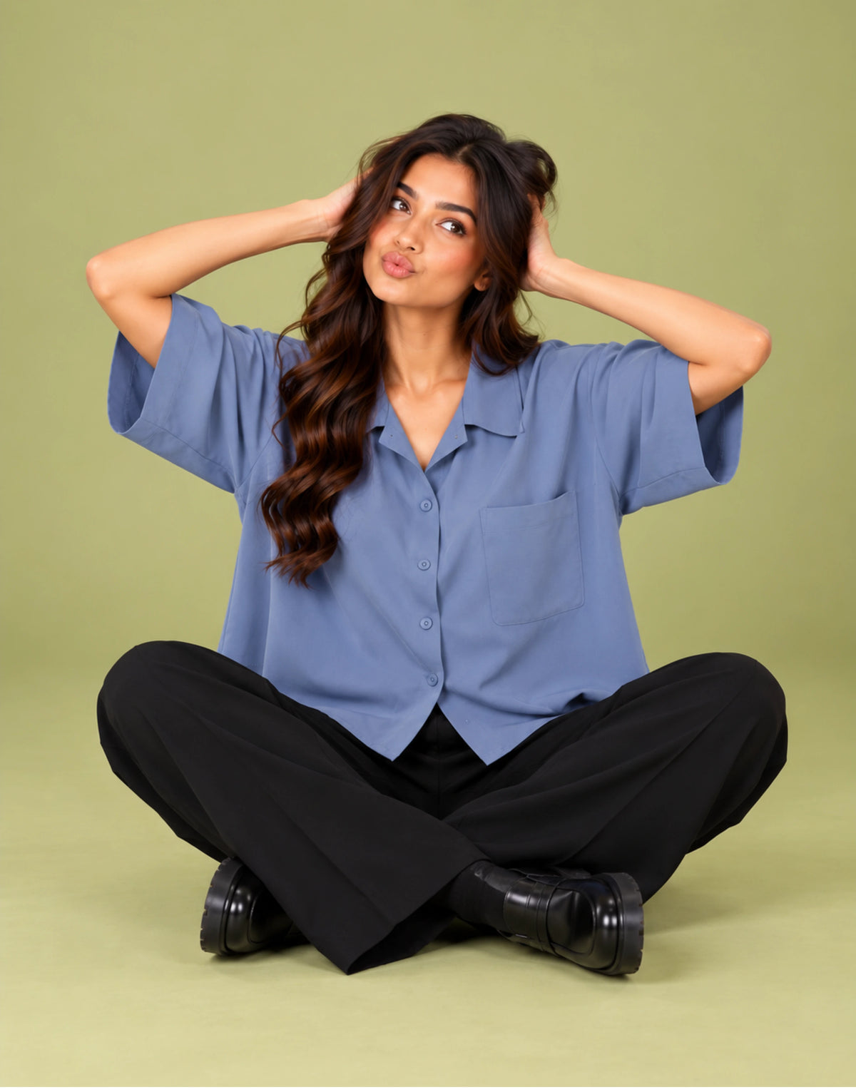 SGW Blue Women's Drop-Shoulder Shirt