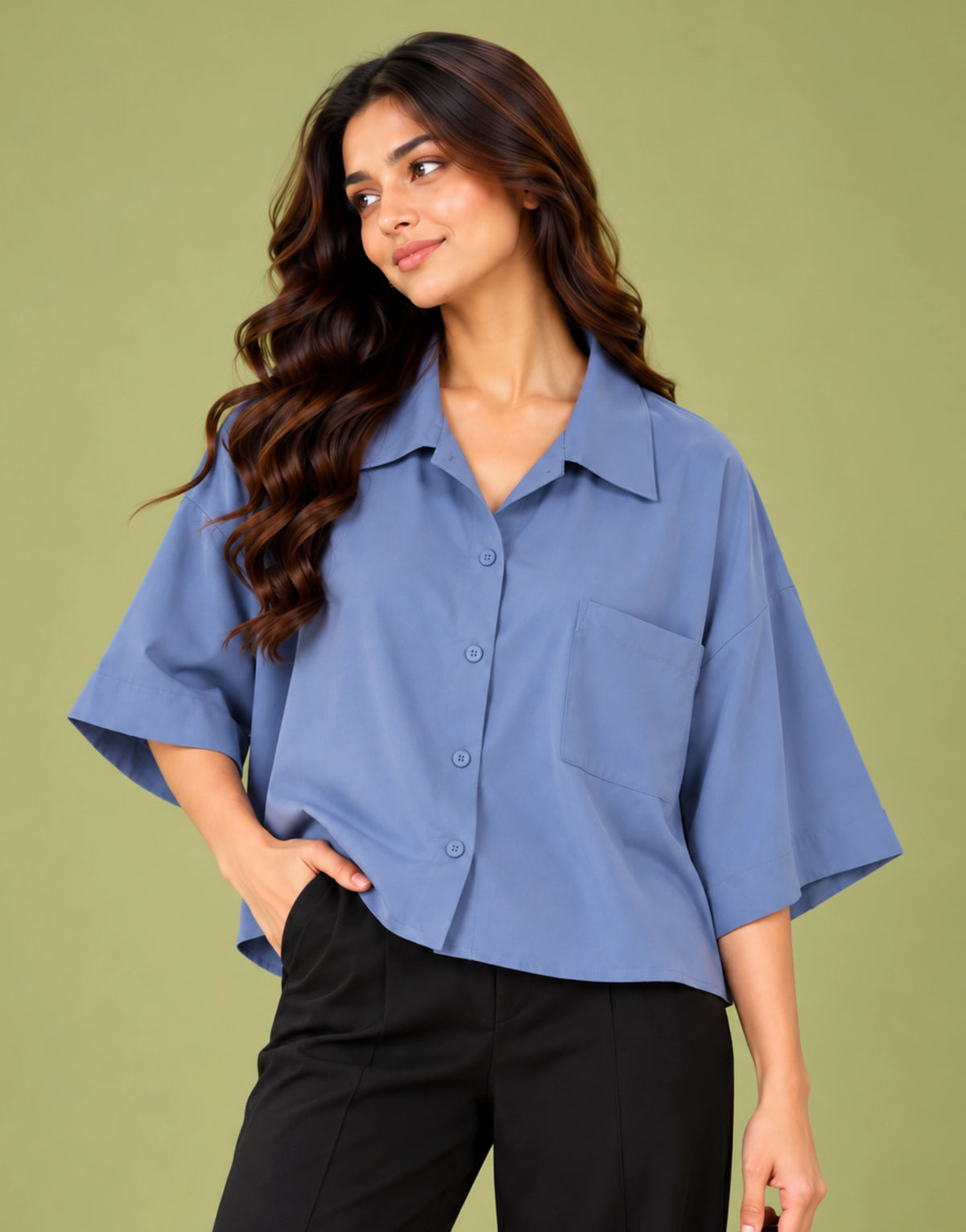 SGW Blue Women's Drop-Shoulder Shirt