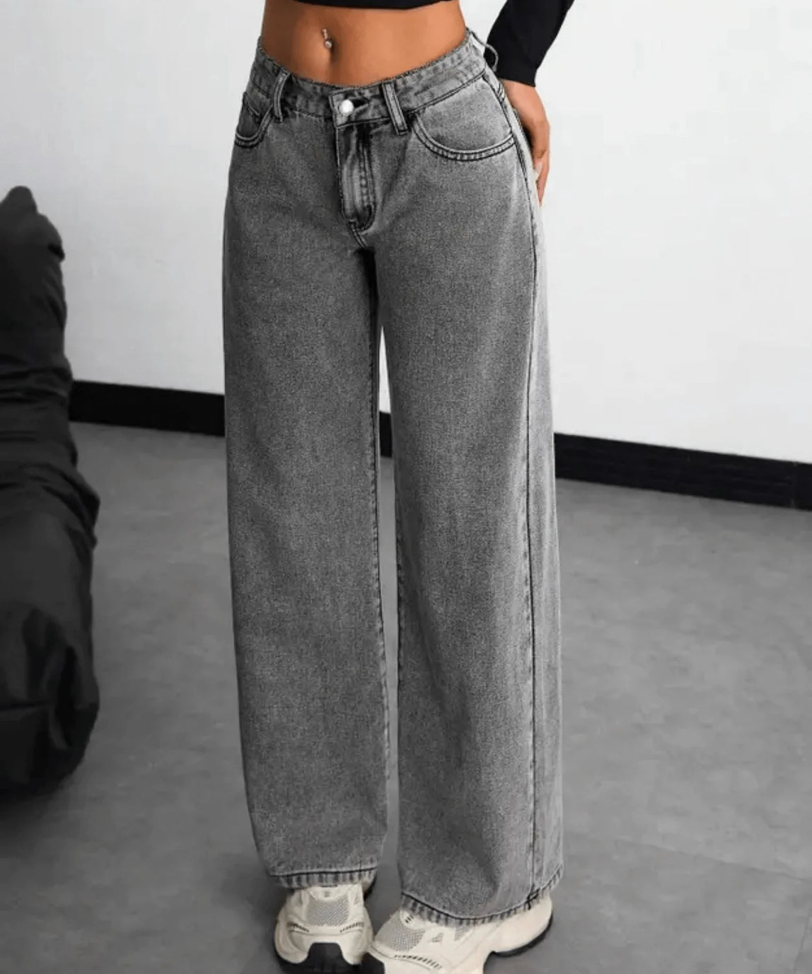 SGW - Bottega Grey High-Waisted Wide-Leg Jeans
