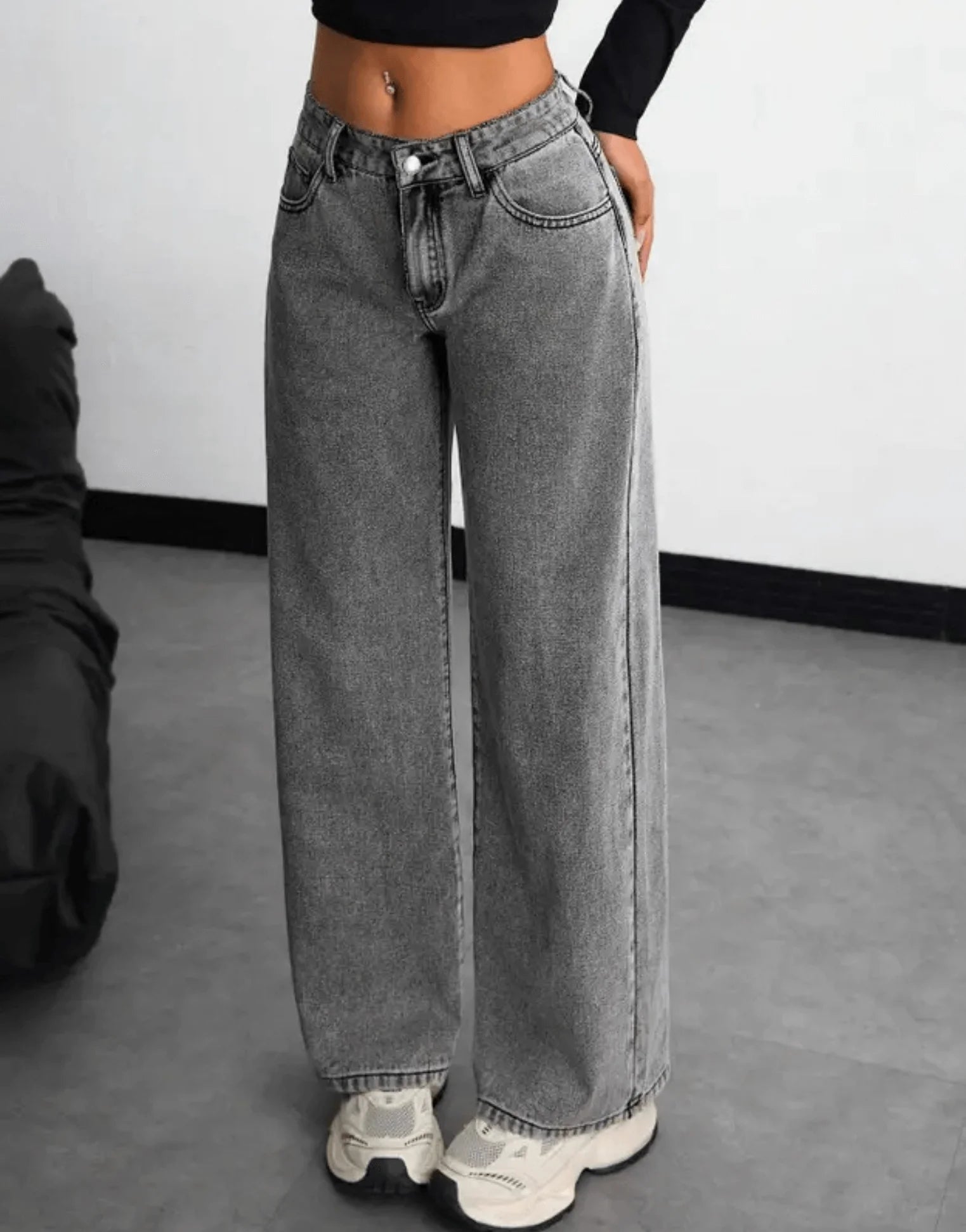 SGW - Bottega Grey High-Waisted Wide-Leg Jeans