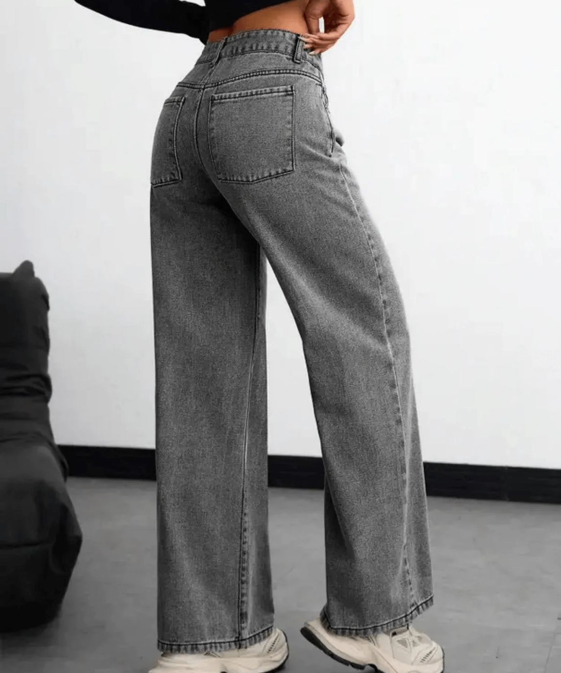 SGW - Bottega Grey High-Waisted Wide-Leg Jeans