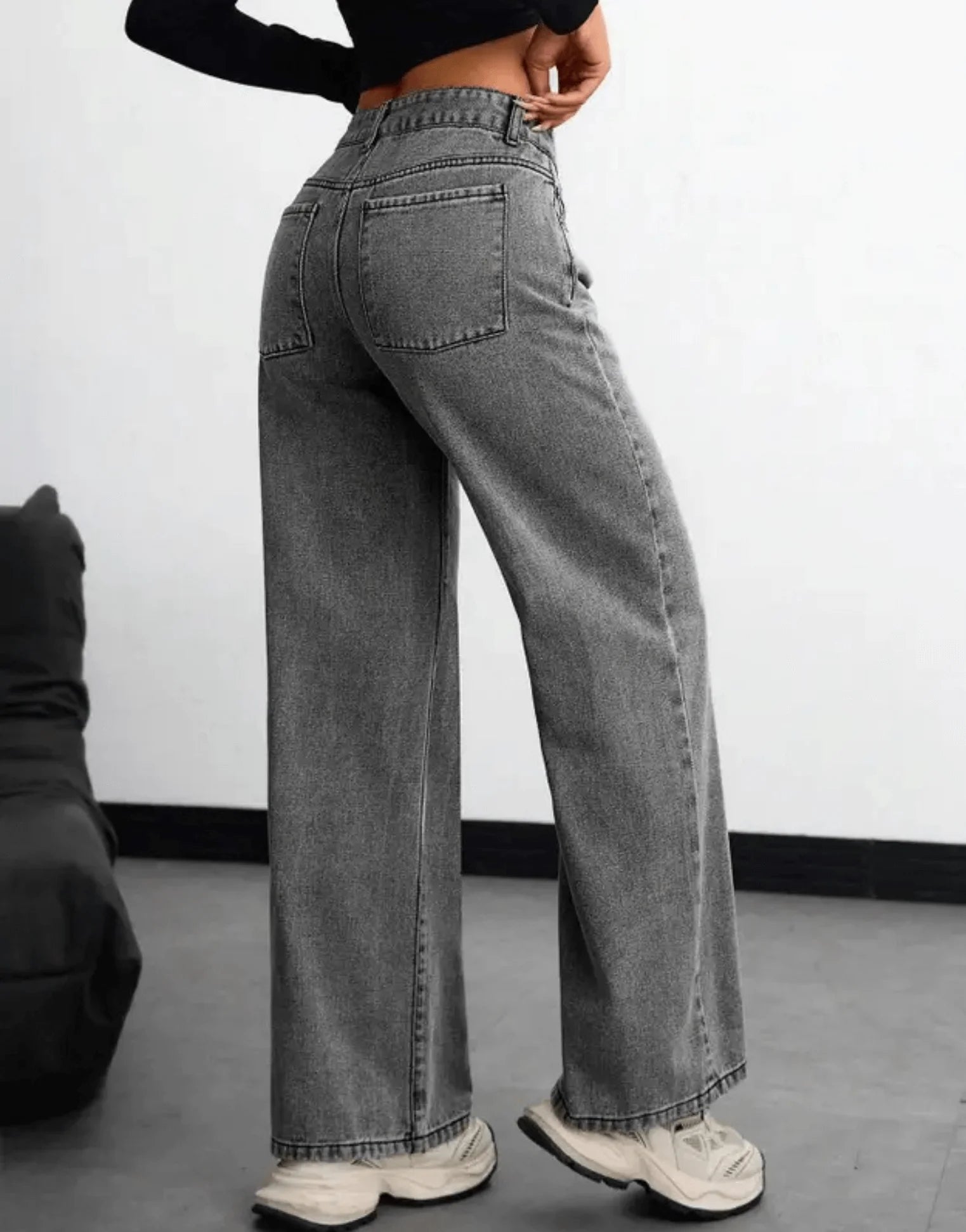 SGW - Bottega Grey High-Waisted Wide-Leg Jeans