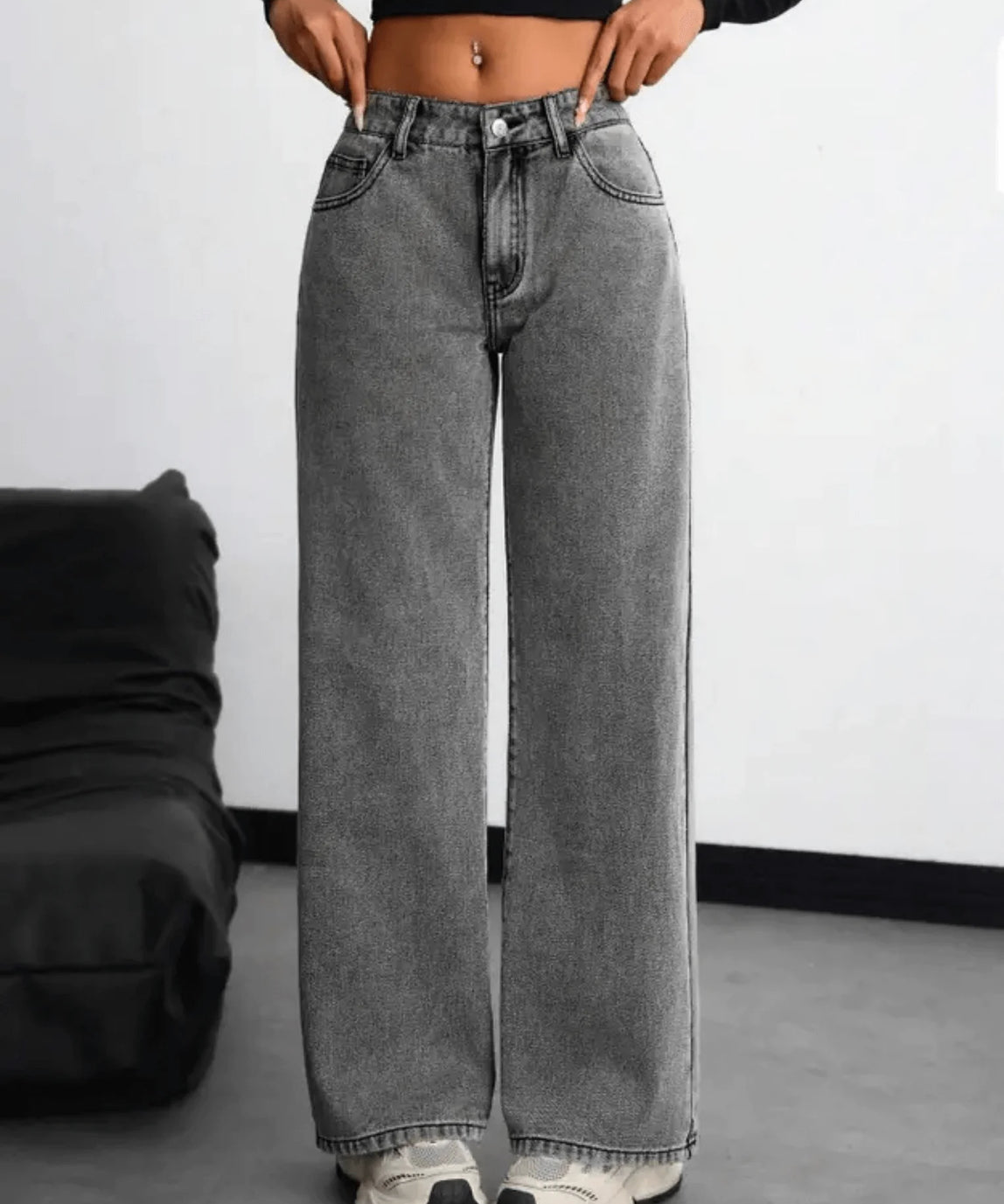 SGW - Bottega Grey High-Waisted Wide-Leg Jeans