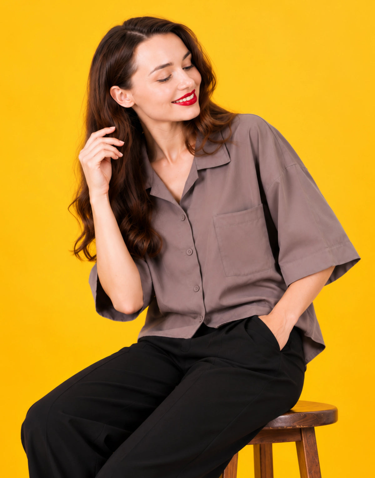SGW Earth Brown Women's Drop-Shoulder Shirt
