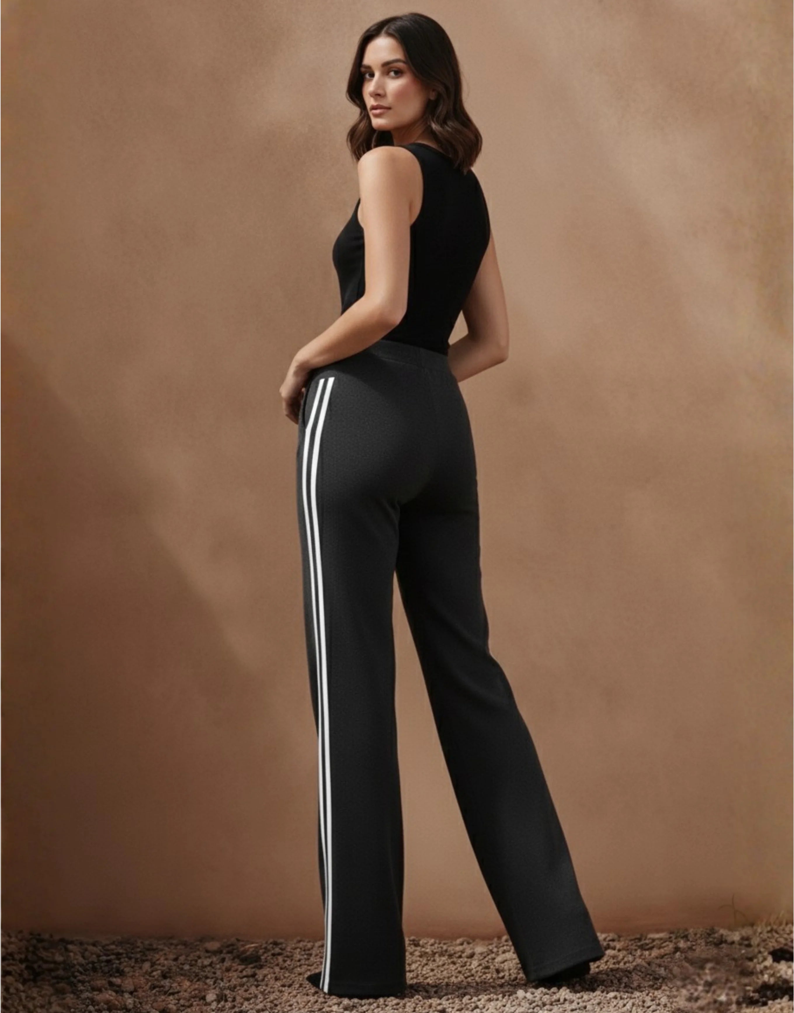SGW Charcoal Grey Flare Trousers with Side Stripe - SelectGraceWear